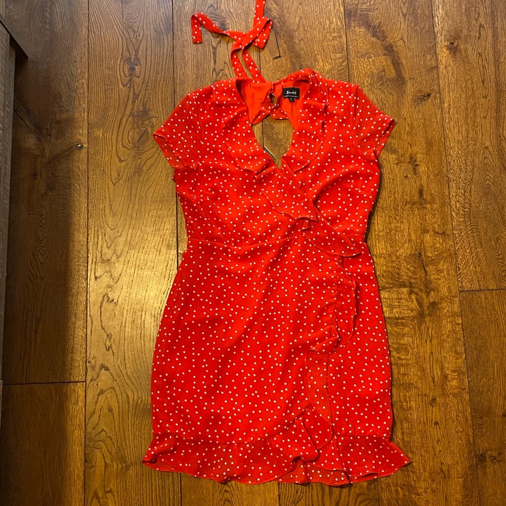 Bardot Red Ruffle Dress